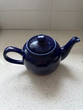 Old Amsterdam Porcelain Works cobalt blue porcelain teapot.